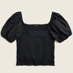 J. Crew NWT Black Smocked Jersey Cropped Top sz S